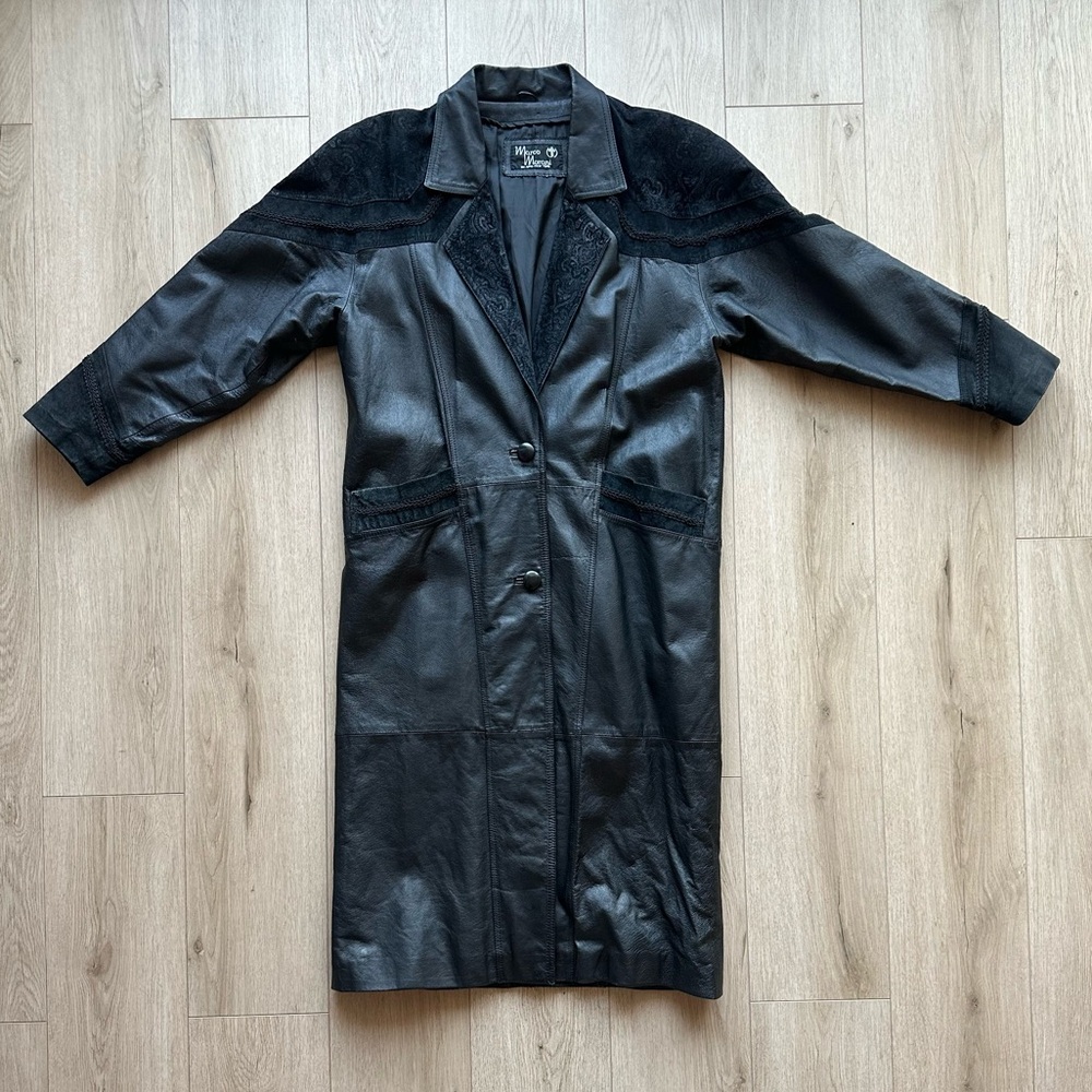 Vintage black leather coat